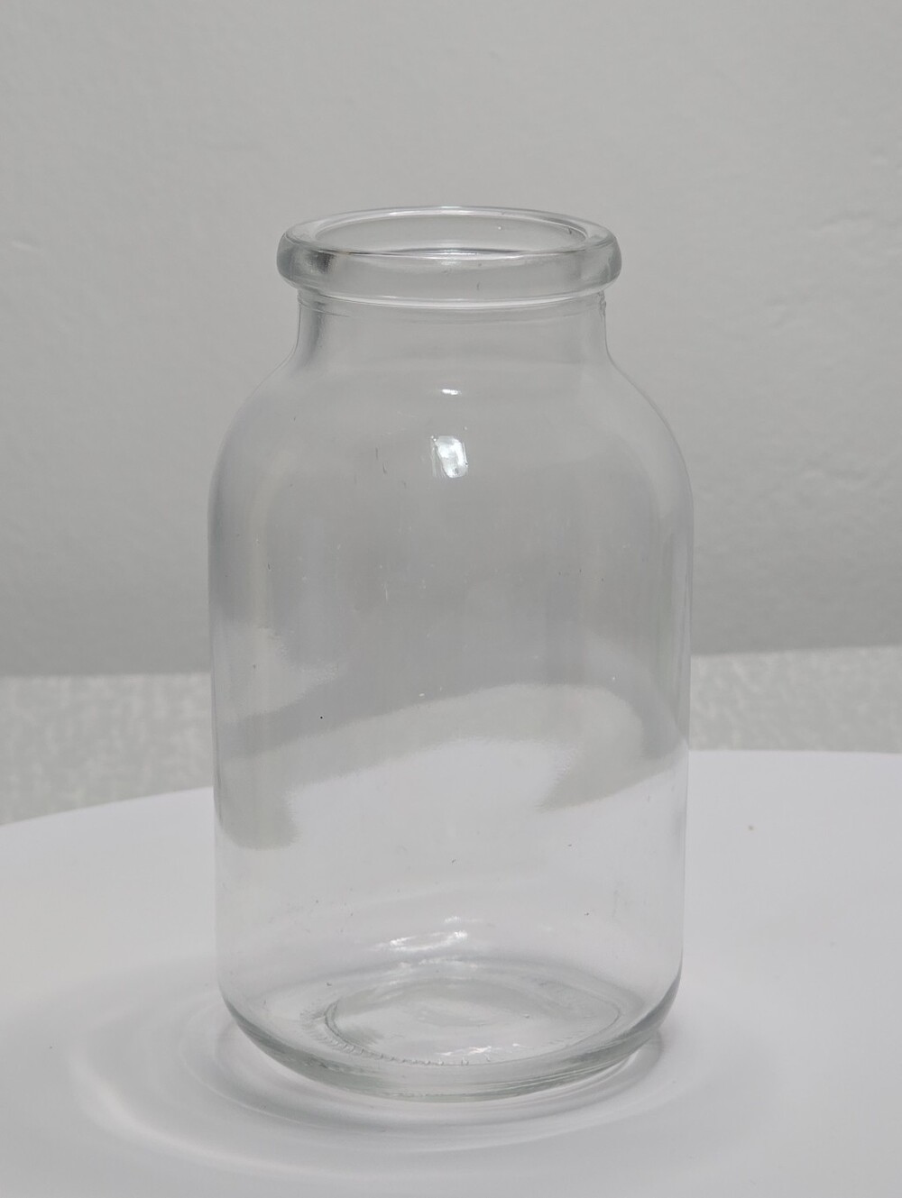 Vintage Clear Glass Dairy Bottle –  Small Cream/Milk Jar/Unmarked Stippled Base